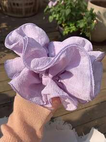 超大号褶皱发圈，法式发饰花朵，多色发圈，时尚大气的扎发绳，发饰。优雅简约的马尾辫发圈，家居卧室装饰 - 彩色 - 查看 4