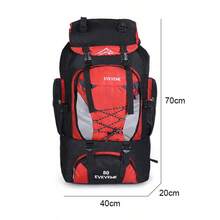 80L Extra Large Nylon Camping Backpack Travel Hiking Rucksack Luggage Bag New - Red - View 8