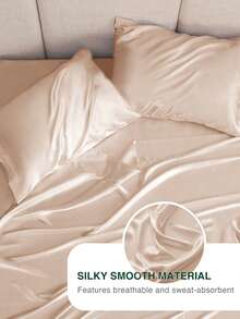 3/4件套床上用品：1件缎面床笠 + 1件缎面床单 + 1/2件缎面枕套，柔软透气，抗皱，提升睡眠质量，奢华酒店风格，馈赠父母和朋友的理想之选，9-13英寸/30厘米深口袋，可机洗，适用于所有床型——单人床、双人床、大号双人床、特大号双人床。 - 香檳色 - 查看 5
