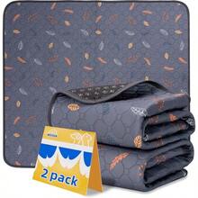 Almohadillas para pipí lavables para perros - Paquete de 2 almohadillas reutilizables de alta absorción y gruesas que previenen las fugas, antideslizantes, impermeables para entrenamiento de cachorros, corral, jaula, caja de parto, entrenamiento para ir al baño, gris - Hojas - Gris oscuro - Ver 7