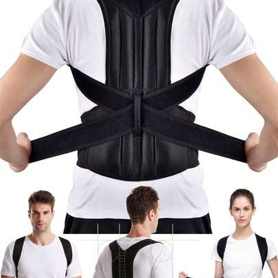 Corrector de postura unisex ComfortFit - Ajustable, soporte ortopédico transpirable - Diseño sin costuras, soporta la espalda superior, la columna vertebral, el cuello y los hombros - Adecuado para uso diario, estabiliza la clavícula - Promueve una postura saludable, previene la joroba - Talla grande
