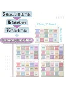 Cunese 75 Pcs Bible Tabs - Morandi Color Bible Index Tabs, Laminated Bible Study Supplies For Students, Back To School Essentials, Book Labels For Scripture (Women & Men) Stickers Sticker Scrapbook Supplies Funny Stickers Laptop Stickers Kindle Phone Stickers - Multicolor - View 13