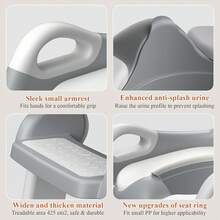 Potty Training Seat, Toddler Toilet Seat For Little Boys Girls, Potty Training Toilet With Urinals, Toddler Step Stool Ladder And Splash Guard (Gray)  2-IN-1 Potty Training Toilet Seat With Step Stool For Toddler, Stability Training Potty Seat For Kids Boys Girls With Splash Guard And Anti-Slip Pad, Adjustable Ladder & Potty Seat Height, Grey - Grey - View 7