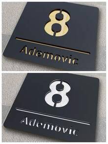 1pc Số nhà Acrylic tùy chỉnh - Số nhà và địa chỉ được cá nhân hóa cũng như Bảng tên, Có sẵn màu vàng và bạc, với chữ 3D - Thích hợp cho nhà ở, văn phòng và sự kiện - Thiết kế chống thấm nước - Có thể lắp đặt trên biển hiệu trang trí nhà ở và thương mại. Thiết kế lắp đặt tường chống chịu thời tiết, Thích hợp cho cả sử dụng trong nhà và ngoài trời, Không cần đi dây. Thích hợp cho trang trí nhà ở, văn phòng, khách sạn và căn hộ - Nhiều màu - Xem 6