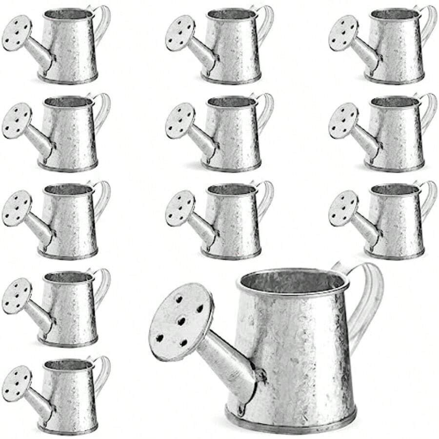12Pack Mini Galvanized Watering Can Decorative Mini Watering Can For Crafts Party Favors Housewarmings GardenTheme Parties And Home Decor Silver 3x1.6 In - Bạc - Xem 1