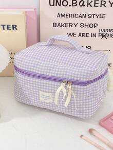 1 件装格纹化妆包 韩式绗缝收纳袋套装 ins风少女假日必备大容量拉链钱包包 卫生棉条袋 蝴蝶图案美妆包 春季必备女士配饰 旅行日常收纳包 适用于婚礼、伴娘节、圣诞节、母亲节、护士节、教师节礼物 旅行必备 度假 夏季 返校季 书包 学校旅行包 女士旅行化妆包 - 紫色 - 查看 11