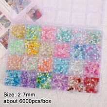 12/24-Fach buntes, halbtransparentes Glasperlen-Mix-Set für DIY handgemachte Armbänder, Halsketten und Schmuckherstellung, geeignet für Freundschaftsarmbänder, Halsketten, Schlüsselanhänger-Charms und mehr, Bastel-Accessoires als modisches Geschenk