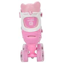 M Size Double Rows Of Pu Full Flash Wheels Adjustable Children's Skates Roller Skates Adjustable Size Roller Skates 4 Flash Wheels Inline Skates Outdoor And Indoor Adjustable Four Size Roller Skates (For Boys And Children) - 粉色 - 查看 2
