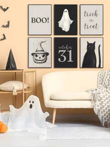 6 Stücke moderne Halloween Drucke, Halloween Poster, gruselige Wandkunst, Kürbis Muster, Geist Poster, dunkles Muster Bündel, Halloween Wandkunst, Schlafzimmer Dekoration, Wohnzimmer Dekoration, Büro Dekoration, Esszimmer Wanddekoration, Küchen Dekoration, Arbeitszimmer, Flur, Studentenwohnheim Dekoration, Badezimmer Dekoration, perfektes Geschenk für Freunde, Wandkunst, Wanddekoration, Heimdekoration, Raum Dekoration, Leinwandbilder, Poster, Wandkunst mit Rahmen, optional mit Rahmen