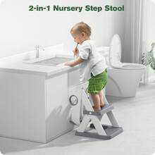 Potty Training Seat, Toddler Toilet Seat For Little Boys Girls, Potty Training Toilet With Urinals, Toddler Step Stool Ladder And Splash Guard (Gray)  2-IN-1 Potty Training Toilet Seat With Step Stool For Toddler, Stability Training Potty Seat For Kids Boys Girls With Splash Guard And Anti-Slip Pad, Adjustable Ladder & Potty Seat Height, Grey - Grey - View 10