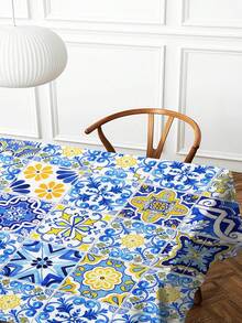 1pc Bohemian Mandala Printed Tablecloth, Modern Polyester Rectangle/Round Waterproof Tablecloth, Digital Print Suitable For Living Room, Home Use, Outdoor Dining, Small Round Table - Multicolor - View 8