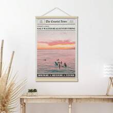 1幅“海浪的低语，水能治愈一切”冲浪女孩帆布艺术画 - 时尚海岸风格墙面装饰，无框海报，适用于卧室、客厅、家庭办公室 - 彩色 - 查看 18