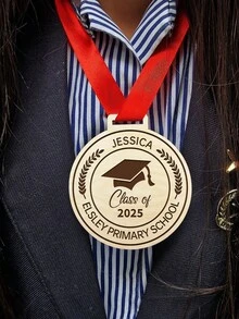School Leaver Class Medals / Teacher Pupil Gift / Personalised Name Wooden Medal / End Of Term Gift / Gift From Teachers. Personalised Graduation Gift Engraved Wood Graduation Medal | Graduation Gift For Him For Her College University High School Student 2025