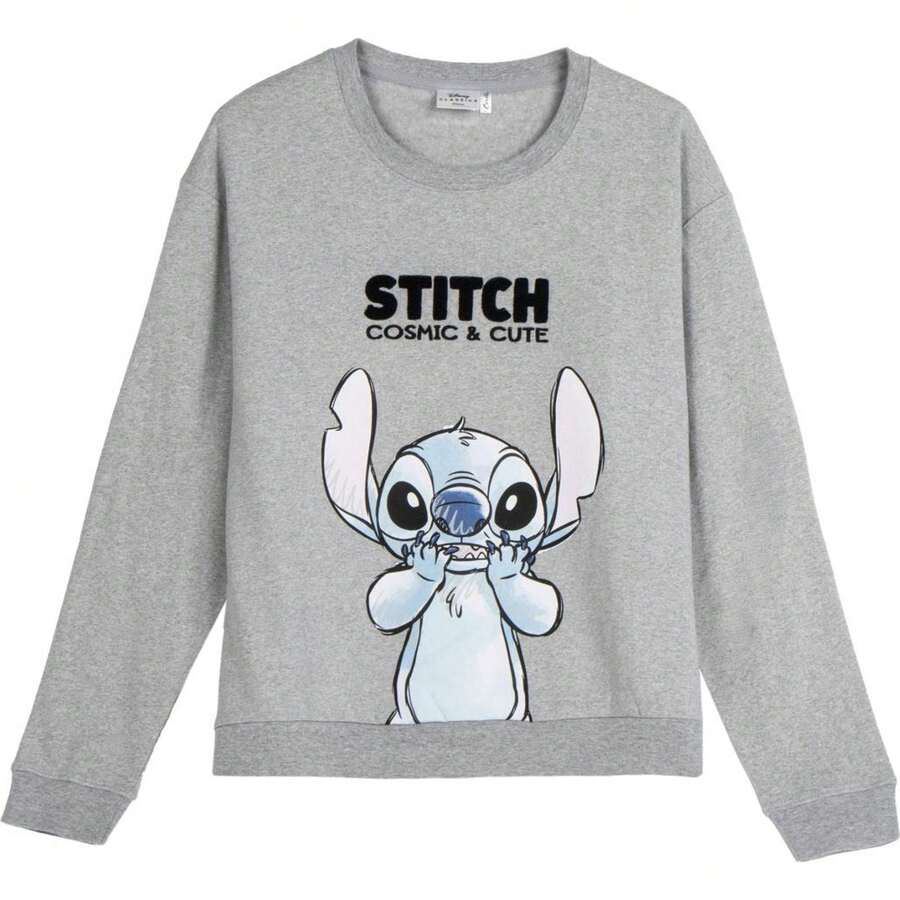 Lilo Y Stitch 男孩和女孩的針跡運動衫 - 柔軟、舒適、溫暖的棉質兒童服裝,帶有著名針蹟的有趣設計 - 無帽圓領運動衫,非常適合上學或運動 ⚫ 免費送貨 ✅ 24/48 小時內送達西班牙(半島) - 灰色 - 查看 1