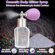 Body Glitter Spray, 30ML Bulk Laser Body Glitter Powder Holographic Hair Spray Silver Glitter Fluorescent Pen Festival Carnival Clothing Accessories Hair Face Nail Art - Rainbow - Rainy-rainbow - View 8