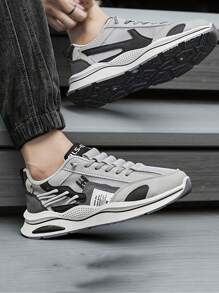 Chaussures de sport à lacets antichocs et antidérapantes pour hommes, design de marque, durables et confortables pour la course en extérieur, l'entraînement et la salle de sport, convient aux sports casual