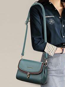 2024新款纯色复古女士手提包，奢华设计师款女士斜挎包，高品质柔软皮革女士钱包 - 藍色 - 查看 10