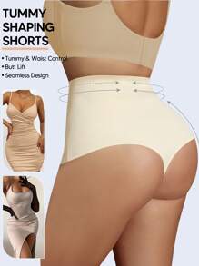 Tangas elásticos de alta cintura con efecto de levantamiento de caderas y control de abdomen para mujeres de talla grande