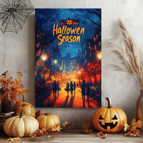 1 Piece,Featuring Halloween And Portrait Design, Modern Frameless Art Decoration Painting, Printed Posters Mural, Waterproof Canvas,Suitable For Home, Office, Bedroom, Living Room, Study, Bathroom, Bar, Wall Arts And Home Decoration, Is An Ideal Holiday Gift