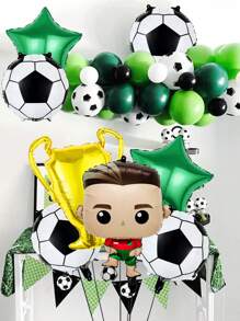 8 件套足球生日派对气球套装，包括 18 英寸铝箔足球气球、绿色五角星气球、金色奖杯气球，适用于足球比赛、生日派对装饰、足球主题派对、家居装饰、摄影道具、足球比赛道具 - 彩色 - 查看 8