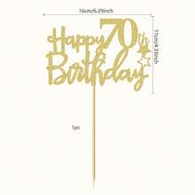 1Pc Glitter Happy Birthday Cake Topper Celebrate 10 12 13 14 15 16 17 18 21 30 40 50 60 70 80 90 100 Years Old Birthday Anniversary Party Decoration - Multicolor - View 33