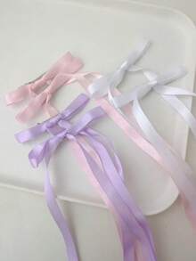 6 件/套女士纯色蝴蝶结丝带发夹，鸭嘴发夹，简约可爱，适合学生，情人节送给朋友的礼物，适合高马尾辫、发髻、复古、休闲、优雅日常使用、发饰、学校配饰、爪夹、发夹、发夹