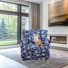 Local Delivery - Banquet Armchair Slipcover Printed Chair Covers With Arms Stretch Club Chair Slipcover Soft Armchair Sofa Covers Anti-Slip Furniture Protector For Dogs Pets Home Living Room Decor, 14 - A6 - 查看 8