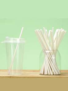 100/200/300/400PCS Natural Kraft Paper Straws, Natural Kraft Paper Strawsbiodegradable, Drinking Bulk, For Party Supplies, Bridal, Birthday, Mixed Drinks, Weddings, Restaurant, Food Service, For Wedding, Birthday, Graduation Season, Anniversary, Party,Anniversary Dinner Restaurant Table, 1pc,School Supplies - Multicolor - View 7