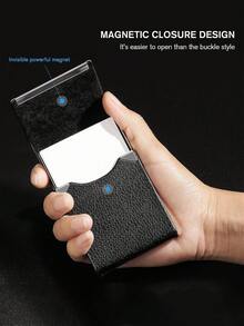 可定制名片夹，竖款办公用品礼品卡盒，卡片夹，纯色背包收纳袋，触感舒适，拉链开口，方便存放小物件，隐藏式磁扣，天鹅绒内衬，可容纳约 20 张普通名片，适合商务办公使用。 - 彩色 - 查看 3