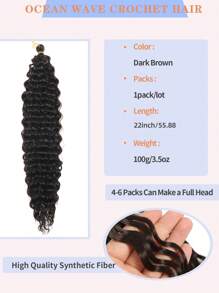 Trecce sintetiche per extension capelli, premestrizi, marrone scuro, a lunga treccia, resistenti al calore, 66 cm, fibra sintetica professionale, treccia a crochet, e trecce sintetiche a onde oceano morbide nere, 76 cm, riccio treccia a crochet, 5 pezzi da 90g e 1 pezzo, adatte per uso quotidiano, vacanze e cosplay