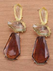 Pendientes de resina retro ZAA, nuevos pendientes de resina retro de color 2025 con resina transparente incrustada de forma irregular y exagerada