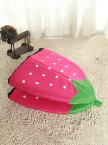 1pc Strawberry Pattern Hamster Bed, Rabbit Hideaway, Warm & Cozy Small Pet Nest, Washable, Suitable For Small Pets, Ferrets, And Rabbits - Pink - View 4