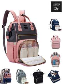 LEQUEEN 1 buah Tas Mummy Kain Oxford dengan Banyak Kompartemen, Tas Popok Ibu Hamil Kapasitas Besar untuk Bepergian, Desain Ransel Cocok untuk Wanita Hamil - MultiWarna - View 2