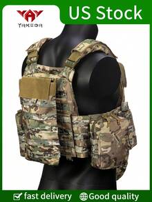 YAKEDA 多功能三件套战术装备包，户外狩猎背心，带可拆卸和可扩展口袋，防水抗撕裂，适合狩猎、训练、户外探险等 - 彩色 - 查看 6