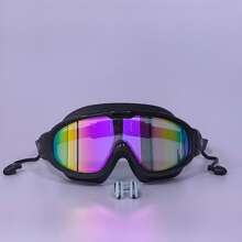 Adult Large Frame Waterproof Anti-Fog Swimming Goggles With Built-In Earplug, Nose Clip, Clear Vision Swimming Eyewear Accessories, Beach Essentials, Beach Accessories, Pool Float