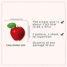 50pcs Apple Style Ins Minimalist Red Decorative Sticker, Creative For Floral Vase, DIY Notebook School Supplies, Back To School