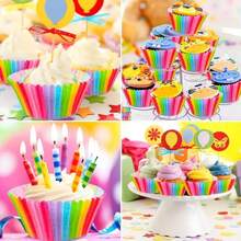 500/300/200/100 PC Rainbow Patterned Cake Paper Cups, Pancake Baking Cups, Family Party Themed Dessert Paper Cups, Birthday Party Main Cake Paper Cups And Oil Proof Paper, Kitchen Cake Making