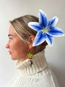 1 件夏季花朵时尚优雅发夹鳄鱼发夹、百合花假花头饰、假日风格侧夹刘海夹、发饰、爪夹、发夹、发夹、发夹、发夹、学校用品