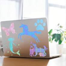 36 Sheets A4 Holographic Paper Sticker Transparent Waterproof Self Adhesive Film 11.X 8.3 Inches (Gem,, Colorful,) - 線條,格子,煙火,齒輪,花,五角星 - 查看 2