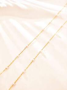 1 pieza Pulsera de perlas elegante y minimalista, de acero de titanio que no se desvanece, pulsera de perlas para mujer, para uso diario o como regalo