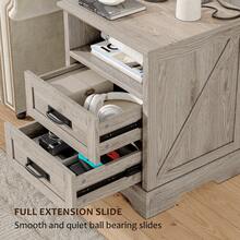 Farmhouse Nightstand With Charging Station, 2 Drawers Bed Side Table, 18 Inch Wide End Table For Bedroom, Living Room