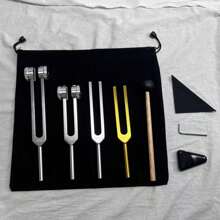 3pcs Set Ear Wax Removal Tuning Forks, Professional Healing Sound Forks For Training - 136.1Hz, 256Hz, 432Hz, 528Hz Gold Color Yoga & Meditation Body Weighted Forks - Relaxation Instruments