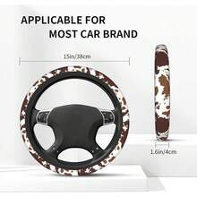 New Brown Cow Print Steering Wheel Cover Universal 15 Inch For Women Men, Neoprene Anti-Slip Cute Car Steering Wheel Grip Wrap Car Accri Protective Case Cover For Vehicle Truck SUV¡­ - Rainbow Cheetah Print One Size - View 3