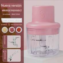 Picadora de ajo eléctrica para uso doméstico triturador de vegetales cocina rápida eficiente diseño compacto fácil de usar accesorio hogar herramienta práctica ahorro tiempo - Rosa - Ver 1