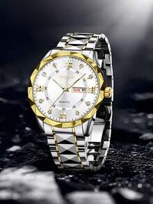 青少年男孩休闲石英表带日历，不锈钢表带，适合日常生活和节日礼物 - 彩色 - 查看 15