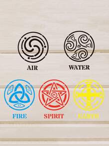 5pcs Celtic Elements Template Set - Air, Water, Earth, Fire, Soul | Reusable A5 Size, Suitable For Wood, Canvas, Fabric, Etc. | DIY Crafts, Art Projects, Home Decoration Templates, School Supplies,Back To School