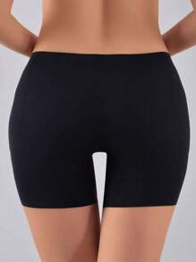 女士高腰塑身衣，82% 尼龙，18% 氨纶，纯色，中等支撑，针织面料，150克/平方米，塑身衣，内衣，无衬垫，防摩擦 - 黑色 - 查看 4