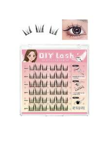 LASHIDOL 30 簇无胶睫毛延长，柔软自然假睫毛 DIY 套装，适合初学者且可重复使用 - 黑色 - 查看 16