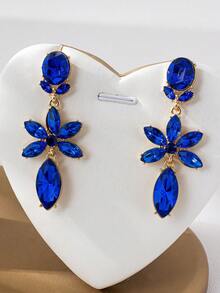 1 par de pendientes de borla con pedrería de aleación 3D, con diseño floral europeo y americano.