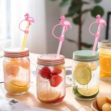 7 件可爱硅胶吸管盖，适用于 杯，10 毫米可爱花朵吸管盖，适用于随身杯，防尘饮用吸管盖，适用于可重复使用吸管尖盖，返校用品 - 彩色 - 查看 10